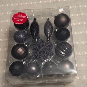 Ashland Black Holiday Ornament Set - 34 Piece NEW BLACK NWT